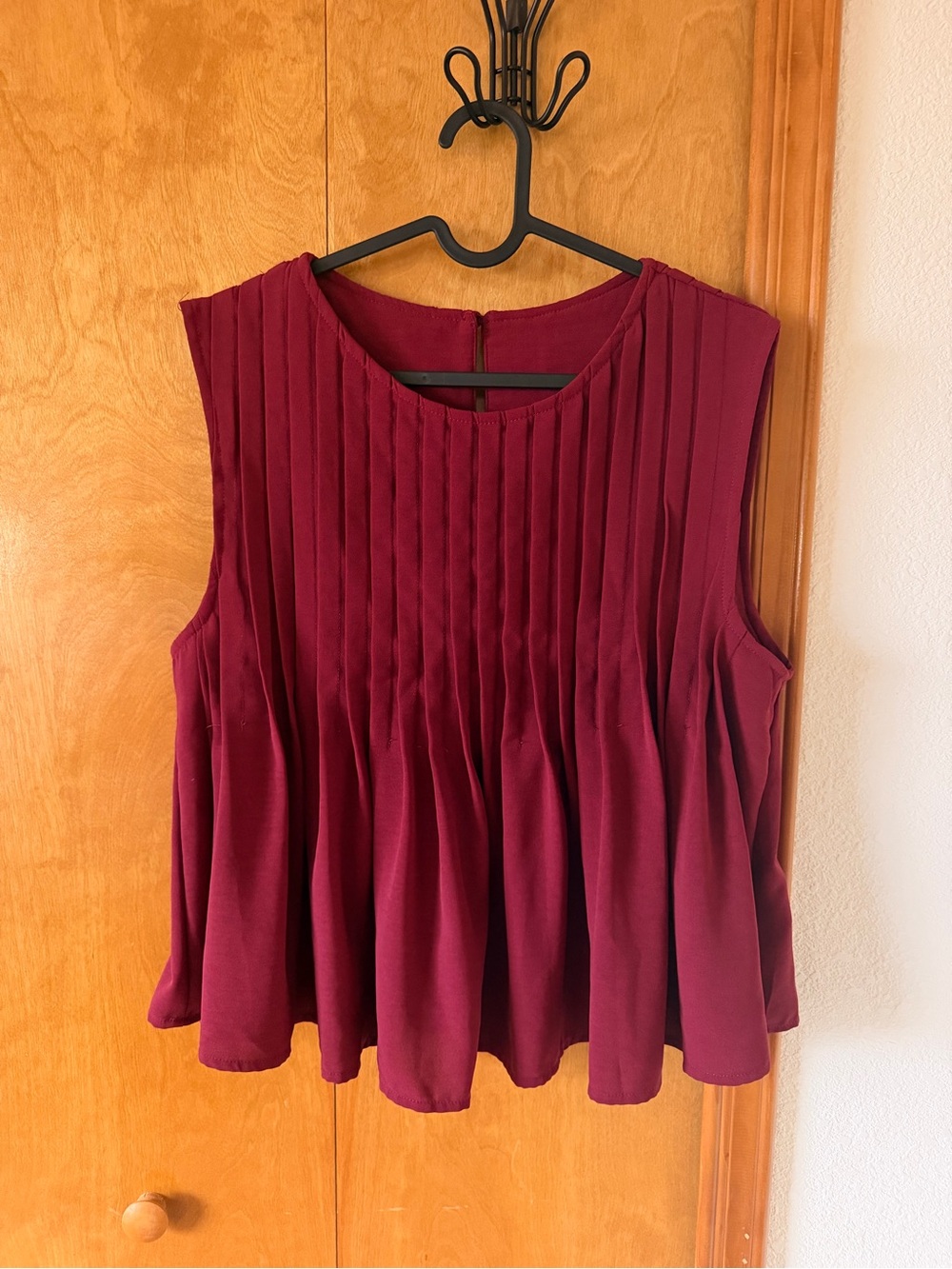 SHEIN Pleated Peplum Top - Burgundy